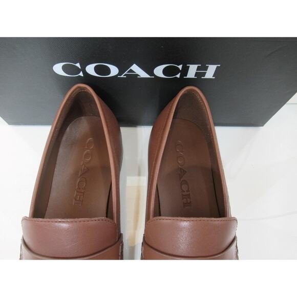 Men's Coach Declan Penny Loafer Dress Leather Dark Saddle Brown Size 10.5 - Picture 5 of 10